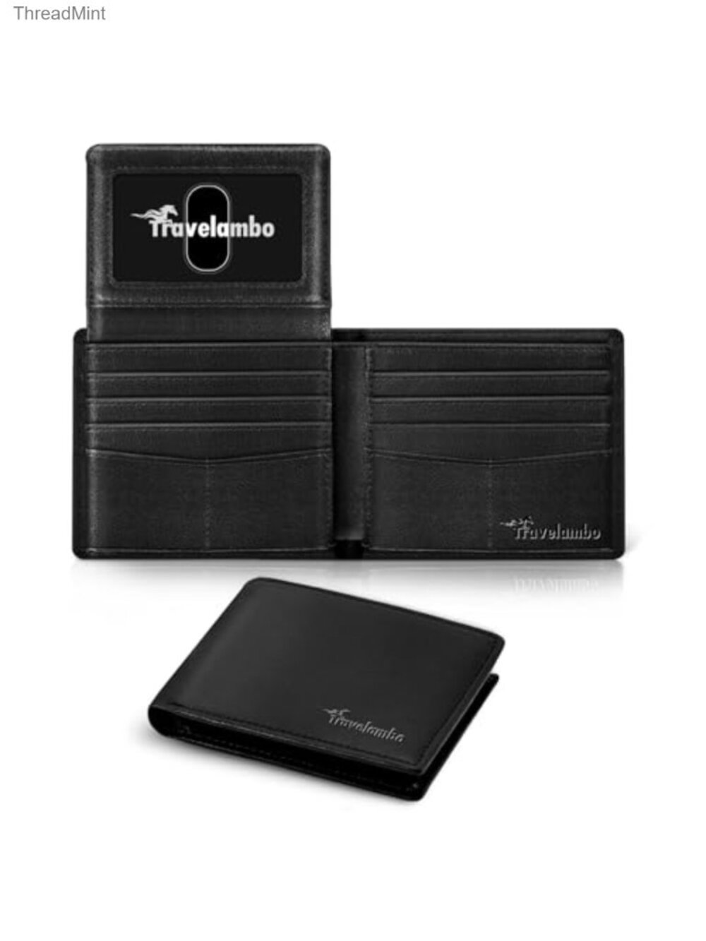 Minimalist Slim Bifold Wallet RFID Blocking 10 Card Slots Leather